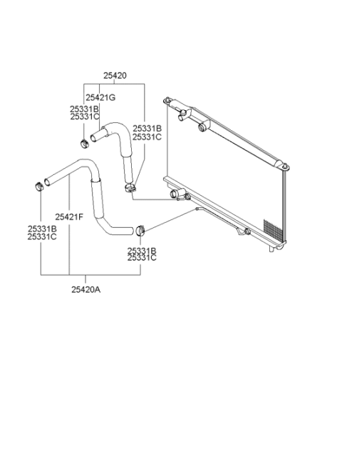 2004 Hyundai Sonata Hose Diagram for 25421-38420