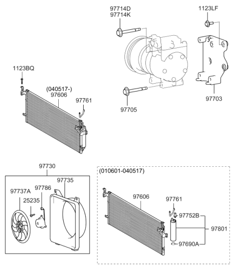 2005 Hyundai Sonata Old Body Style Air conditioning System-Cooler Line Diagram 2