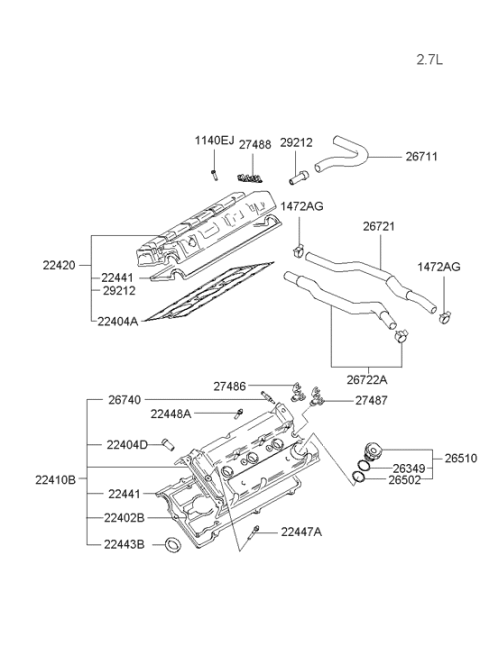 2004 Hyundai Sonata Rocker Cover Diagram 2