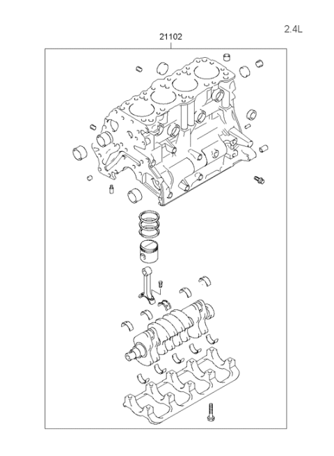 2004 Hyundai Sonata Engine Assembly Short Diagram for 21102-38C00