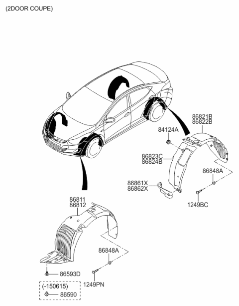 2015 Hyundai Elantra Korean made Wheel Gaurd Diagram 2