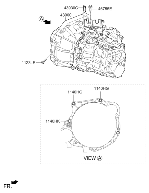 2014 Hyundai Elantra Manual Transmission Assembly Diagram for 43000-32484