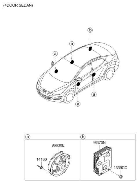 2015 Hyundai Elantra Extension Amp Assembly Diagram for 96370-3X205