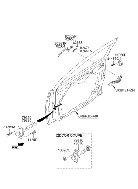 2015 Hyundai Elantra Exterior Door Handle Assembly Diagram for 82651-3X000