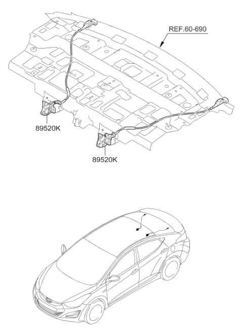 2014 Hyundai Elantra Latch Assembly-Rear Seat Lock Diagram for 89740-3X000