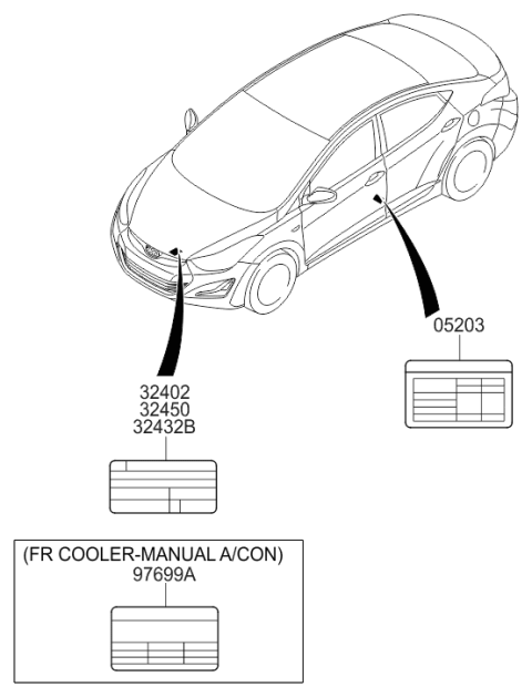 2014 Hyundai Elantra Emission Label Diagram for 32402-2EJB3