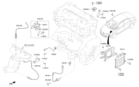 2014 Hyundai Elantra Oxygen Sensor Assembly Diagram for 39210-2E401