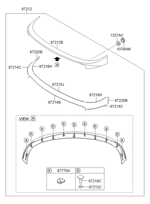 2015 Hyundai Elantra Rear Spoiler Diagram for 87211-3X500