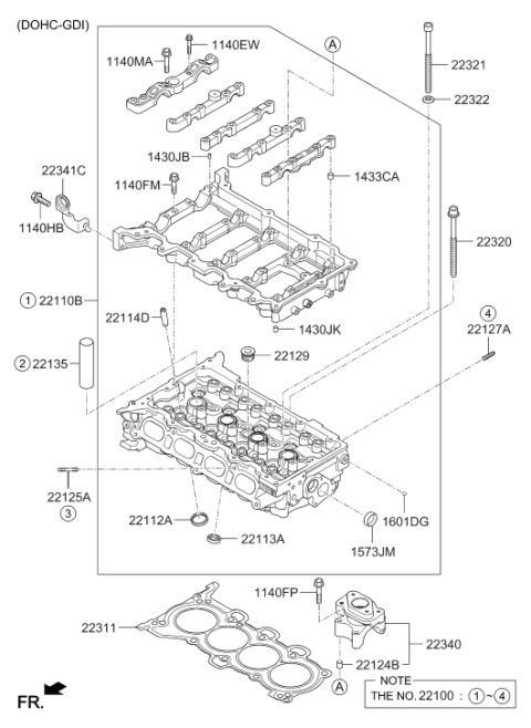 2014 Hyundai Elantra Head Sub Assembly-Cylinder Diagram for 22110-2E002