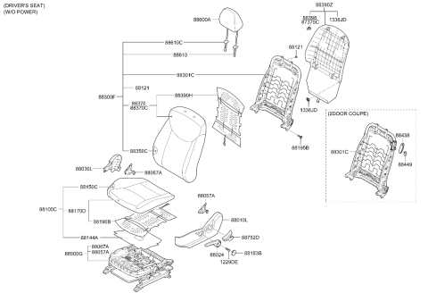 2014 Hyundai Elantra Korean made Front Seat Diagram 2