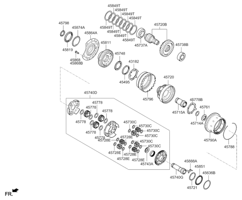 2014 Hyundai Elantra Automatic Transaxle Transfer Driven Gear Kit Diagram for 45720-26000