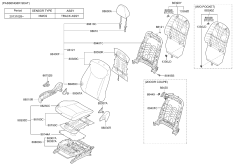 2015 Hyundai Elantra Front Passenger Side Seat Cushion Cover Diagram for 88260-3X101-MSH