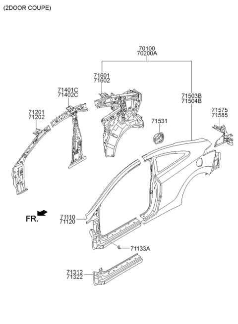 2014 Hyundai Elantra Korean made Side Body Panel Diagram 2