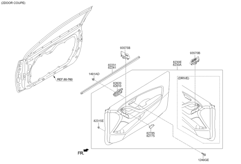 2014 Hyundai Elantra Korean made Front Door Trim Diagram 2