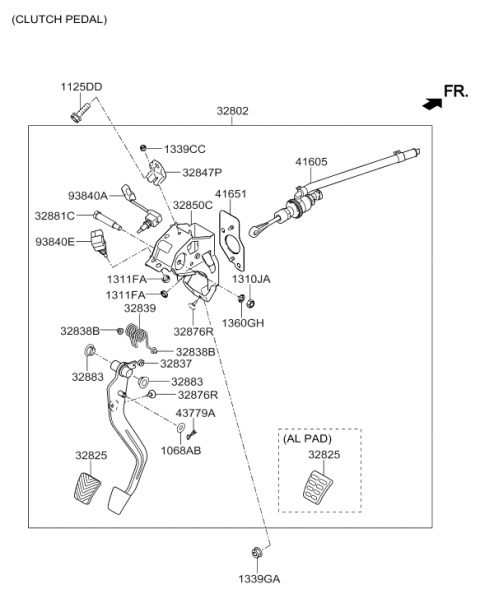 2014 Hyundai Elantra Korean made Brake & Clutch Pedal Diagram 2