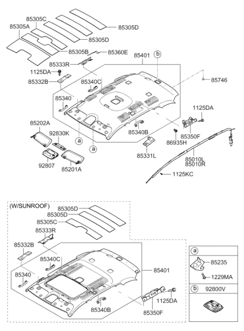2007 Hyundai Santa Fe Sun Visor Assembly Left Diagram for 85210-0W620-J9