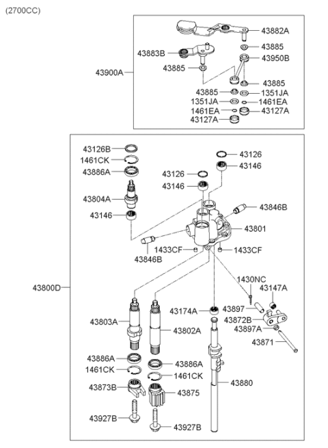 2009 Hyundai Santa Fe Old Body Style Gear Shift Control-Manual Diagram 2