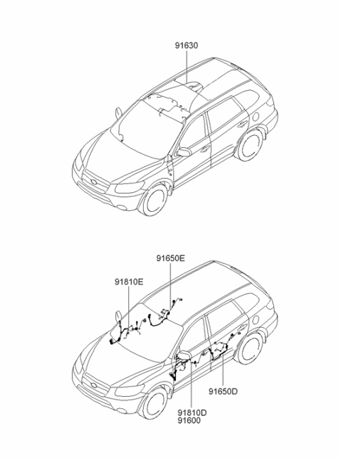 2008 Hyundai Santa Fe Wiring Assembly Front Door Passenger Diagram for 91610-0W020