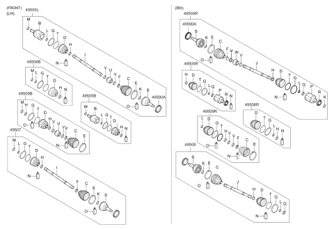 2009 Hyundai Santa Fe Old Body Style Drive Shaft-Front Diagram 2