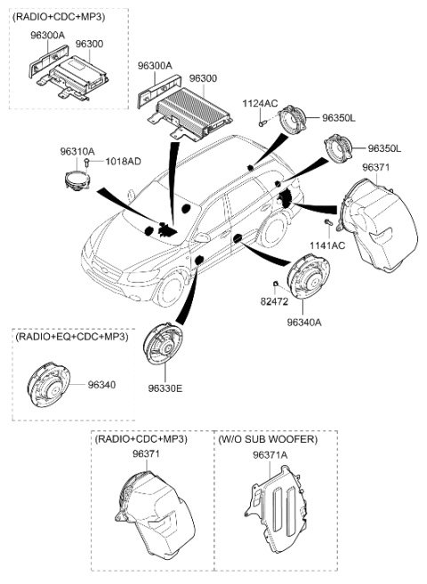 2007 Hyundai Santa Fe Door Speaker And Protector Assembly Diagram for 96330-0A101