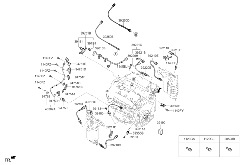 2009 Hyundai Santa Fe Sensor Assembly-Oxygen,LH (Lower) Diagram for 39210-3E140