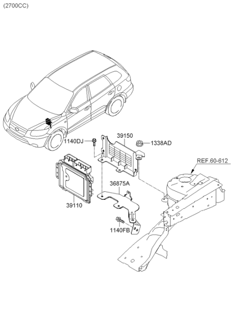 2009 Hyundai Santa Fe Old Body Style Electronic Control Diagram 2