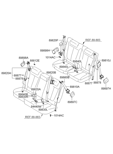2007 Hyundai Santa Fe Bracket Assembly Diagram for 89831-2B010