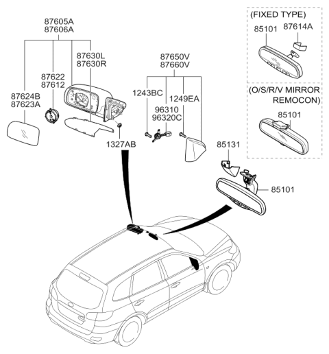 2009 Hyundai Santa Fe Cover-Rear View Inside Mirror Diagram for 85130-26000