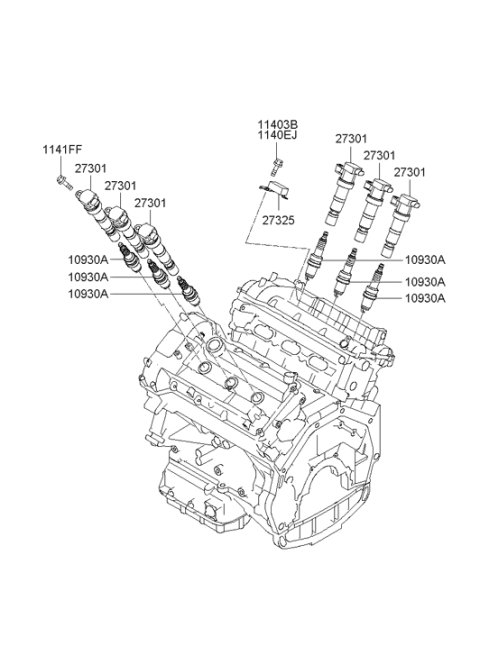 2009 Hyundai Santa Fe Ignition Coil Assembly Diagram for 27301-3C010