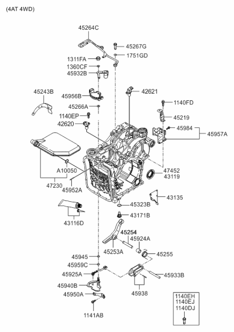 2009 Hyundai Santa Fe Old Body Style Auto Transmission Case Diagram 5