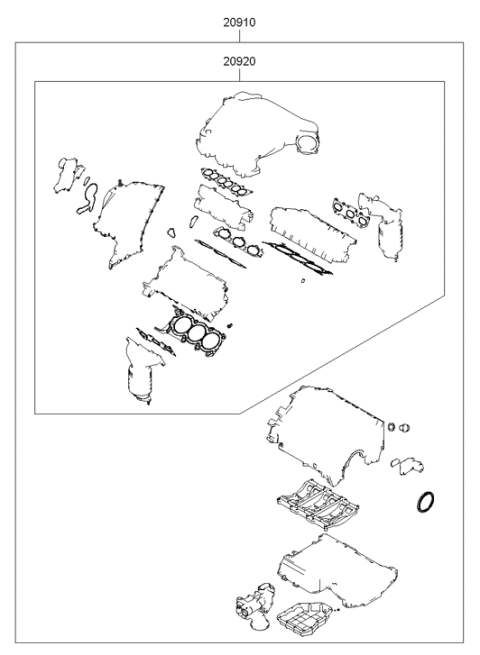 2009 Hyundai Santa Fe Old Body Style Engine Gasket Kit Diagram 2