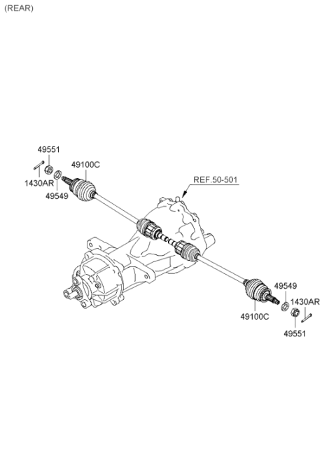 2009 Hyundai Santa Fe Old Body Style Drive Shaft-Front Diagram 4