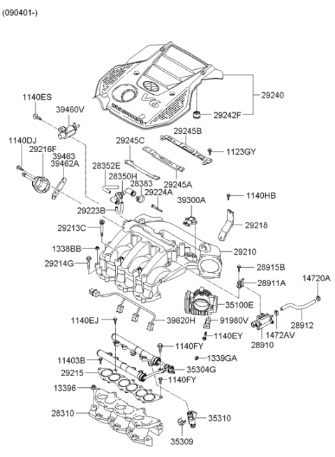 2009 Hyundai Santa Fe Old Body Style Intake Manifold Diagram 2