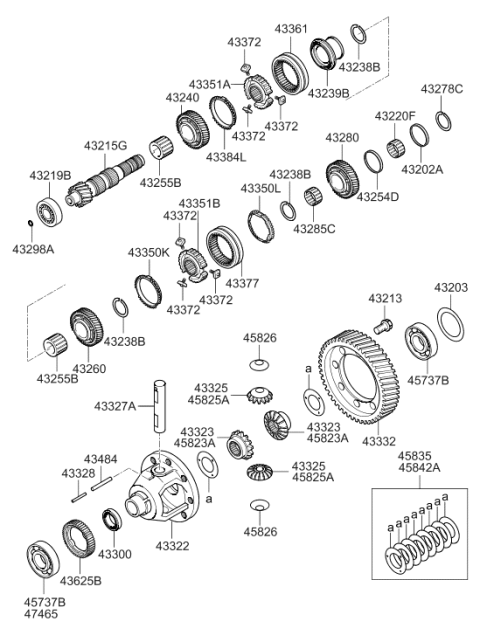 2009 Hyundai Santa Fe Spacer Set-Differential Rear Bearing Diagram for 43203-24137