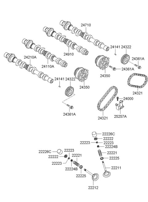 2009 Hyundai Santa Fe Old Body Style Camshaft & Valve Diagram 3
