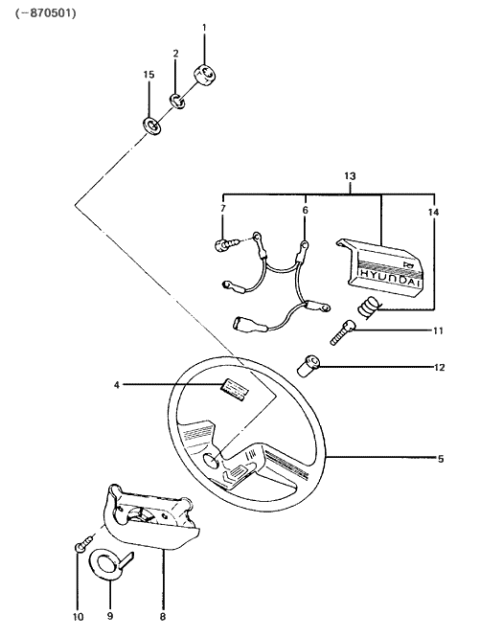 1987 Hyundai Excel Steering Wheel Body Assembly Diagram for 56120-21000-EB