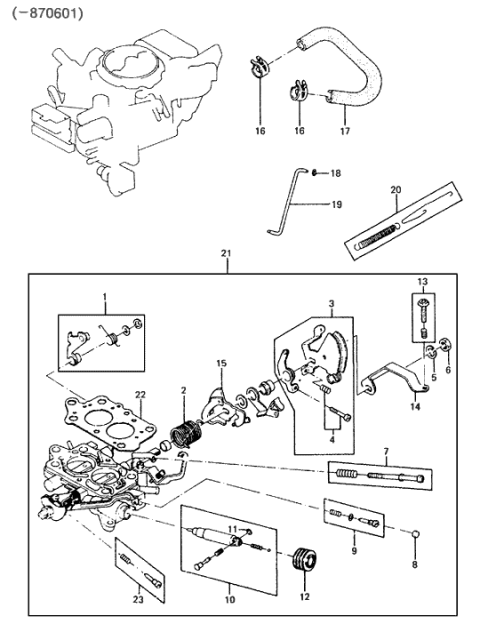 1989 Hyundai Excel Throttle Body Assembly Diagram for 32113-21340