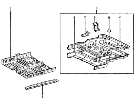 1986 Hyundai Excel Rear Floor Panel Complete Diagram for 65500-21702