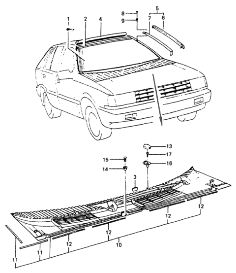 1985 Hyundai Excel Windshield Glass Assembly Diagram for 86111-21210