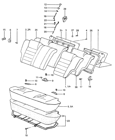 1989 Hyundai Excel Rear Seat Back Covering Left Hand Diagram for 89370-21110-CJR