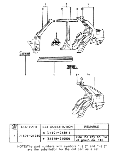 1988 Hyundai Excel Side Body Diagram 2