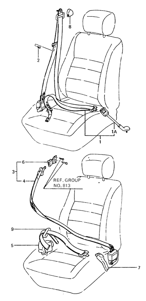 1989 Hyundai Excel Front Right Seat Belt Complete (Emergency Locking Retractor, 3Pt) Diagram for 88802-21200-AM
