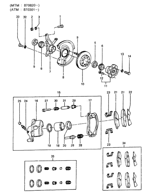 1985 Hyundai Excel Front Axle Knuckle Left Hand Diagram for 51715-21050