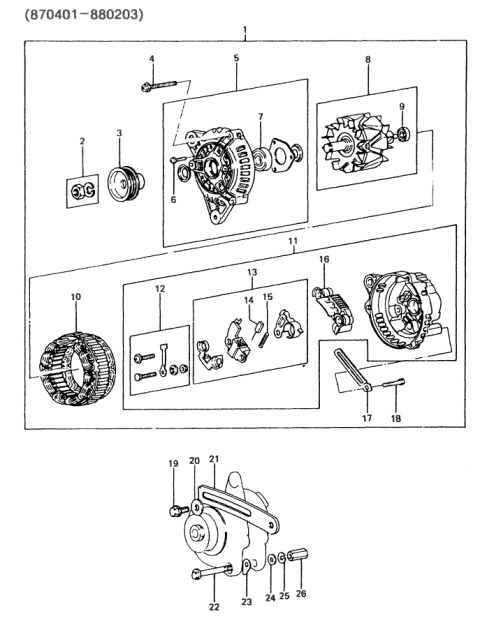 1988 Hyundai Excel Pulley-Generator Diagram for 37320-21030