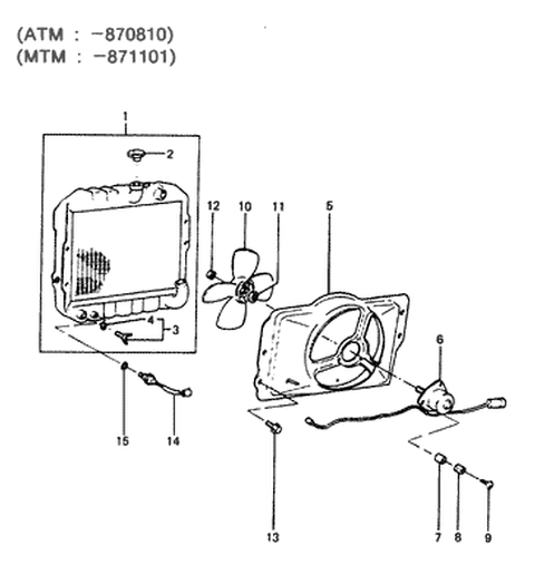 1985 Hyundai Excel Radiator Assembly Diagram for 25310-21050