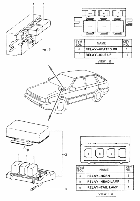 1986 Hyundai Excel Relay Engine Room Box Diagram for 95229-21000