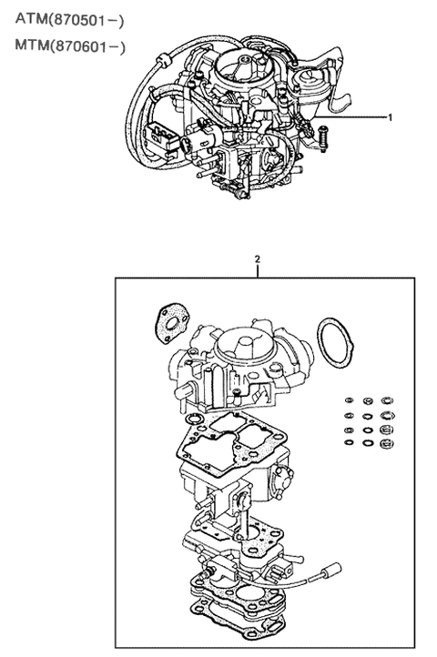 1986 Hyundai Excel Carburetor Assembly Diagram for 32110-21620