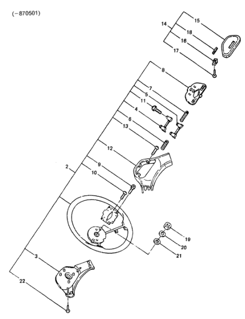 1989 Hyundai Excel Steering Wheel Body Assembly Diagram for 56120-21110-BL