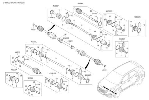 2018 Hyundai Tucson Drive Shaft-Front Diagram 3