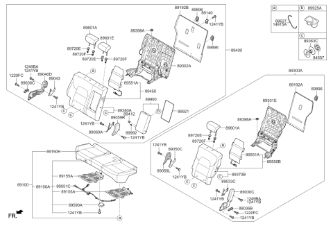 2018 Hyundai Tucson Rear Seat Back Pad Assembly Left Hand Diagram for 89350-D3000